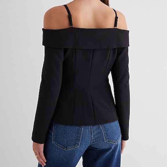 Express Women’s Off The Shoulder Double Breasted Blazer Size 4 - Picture 2 of 12